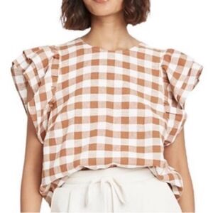 A NEW DAY Ruffle Sleeve Checkered Top